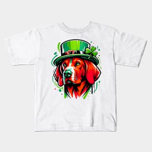 Redbone Coonhound Enjoys Saint Patrick's Day Festivities Kids T-Shirt